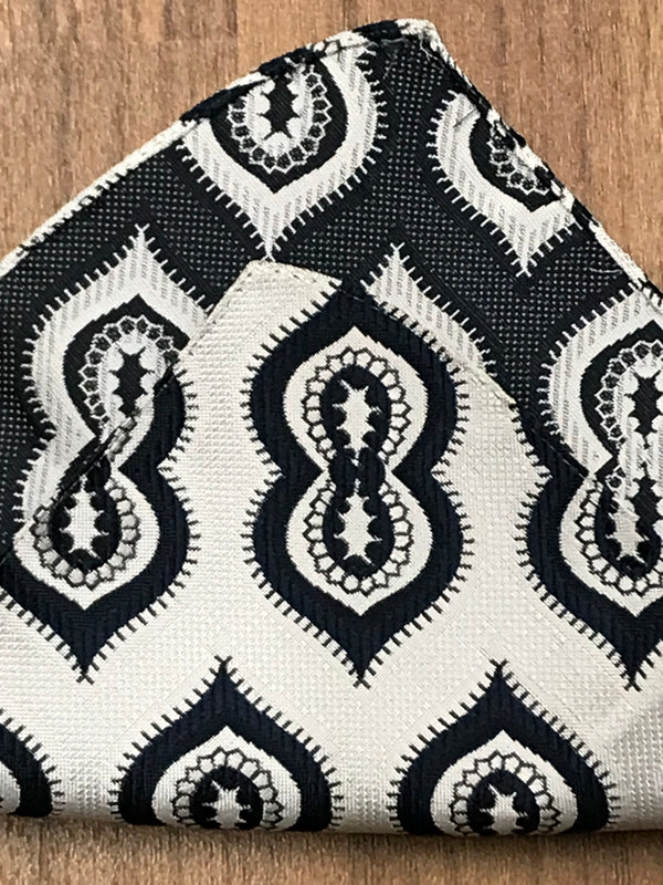 Vintage-Einstecktuch schwarz/silber