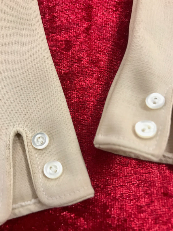 Elegante Vintage-Handschuhe Beige mit Knöpfen – Größe S