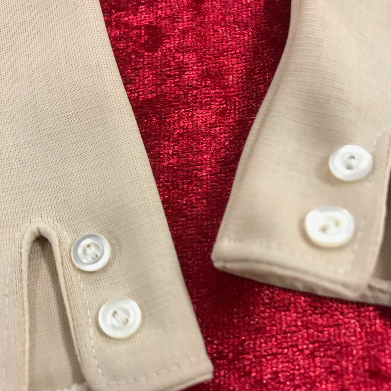 Elegante Vintage-Handschuhe Beige mit Knöpfen – Größe S