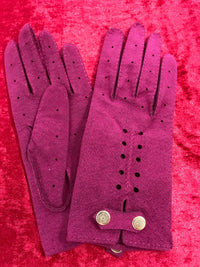 Wildlederhandschuhe true vintage in der Farbe brombeere