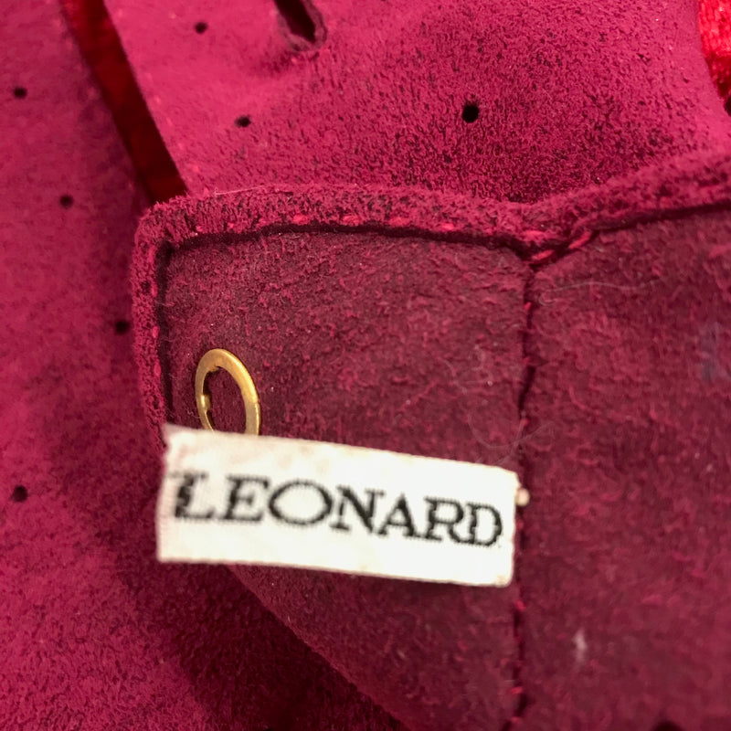 Vintage Handschuhe Leonard – Wildleder, Größe M, Brombeer