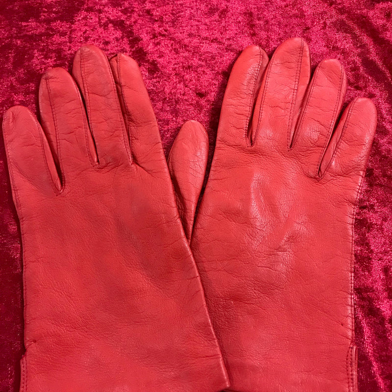 rote Damen Lederhandschuhe vintage