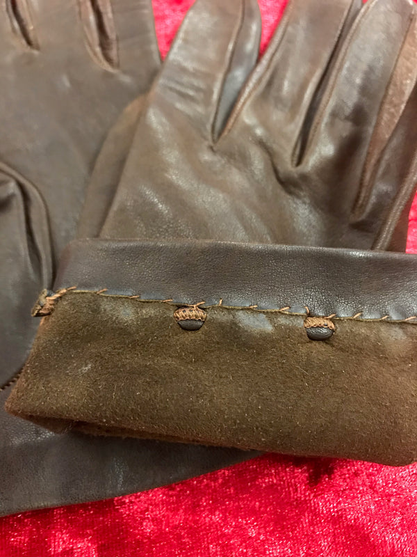 Braune Vintage-Handschuhe für Damen – Größe M (7)
