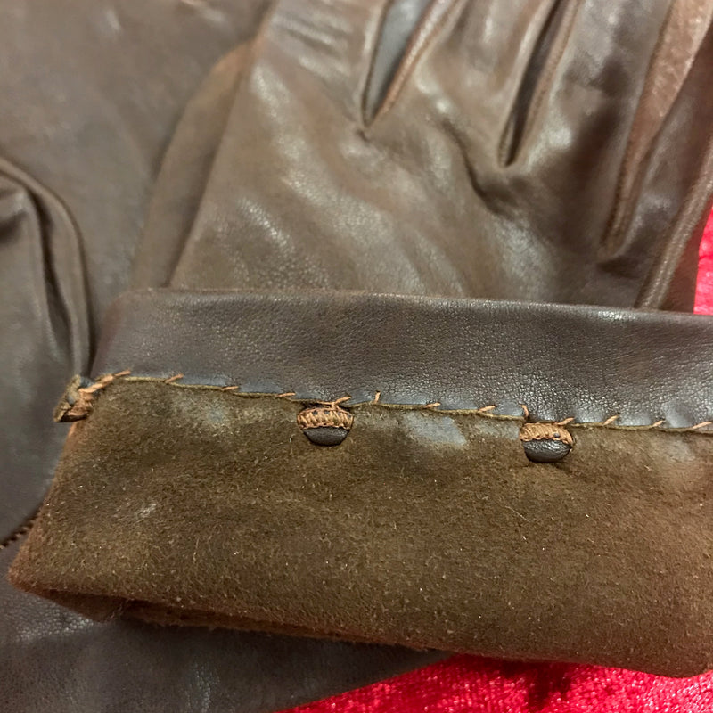 Braune Vintage-Handschuhe für Damen – Größe M (7)