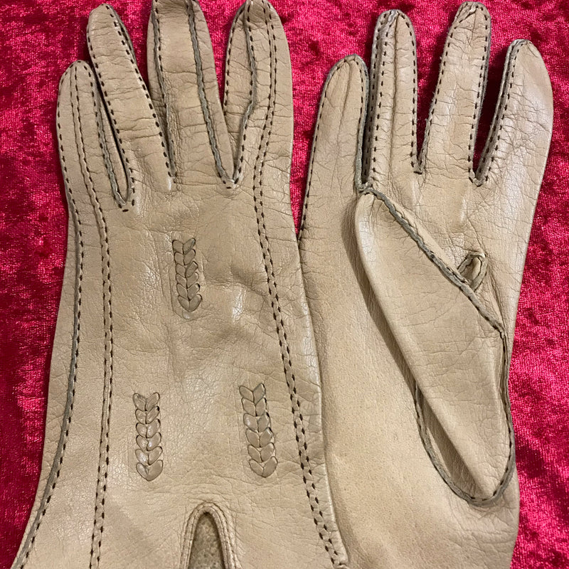 Elegante Hellbraune Lederhandschuhe für Damen – Größe M