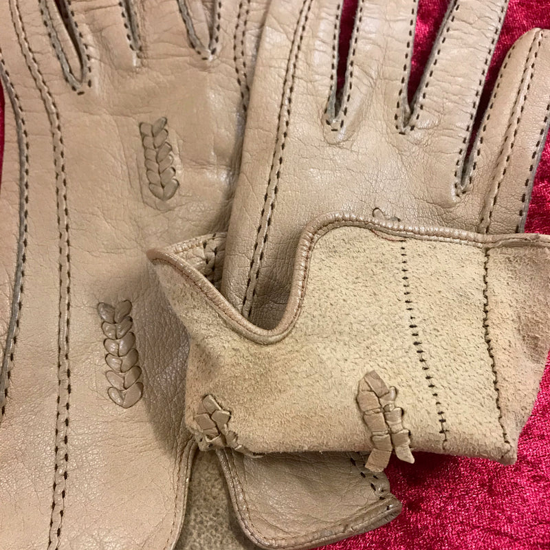 Elegante Hellbraune Lederhandschuhe für Damen – Größe M
