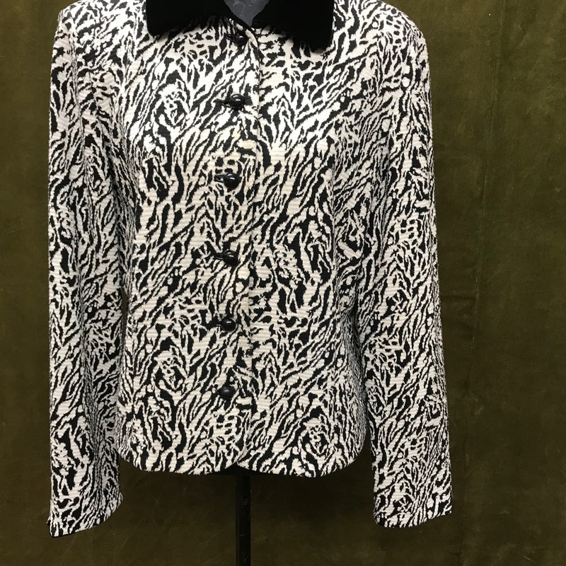 Vintage Jacke für Damen im Animalprint Gr. 46Vintage Damenjacke Animalprint und Velourskragen Gr. 46