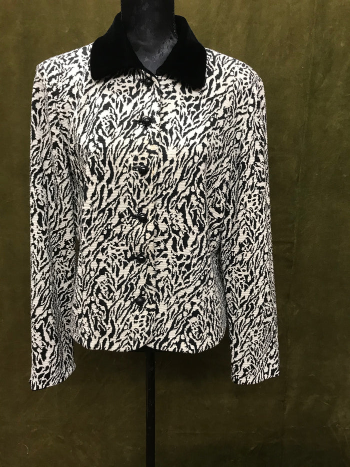 Vintage Jacke für Damen im Animalprint Gr. 46Vintage Damenjacke Animalprint und Velourskragen Gr. 46