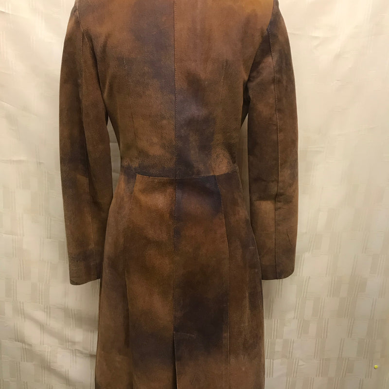 Vintage Kookaï Ledermantel Gr. 36 in braunem Echtleder mit Reverskragen