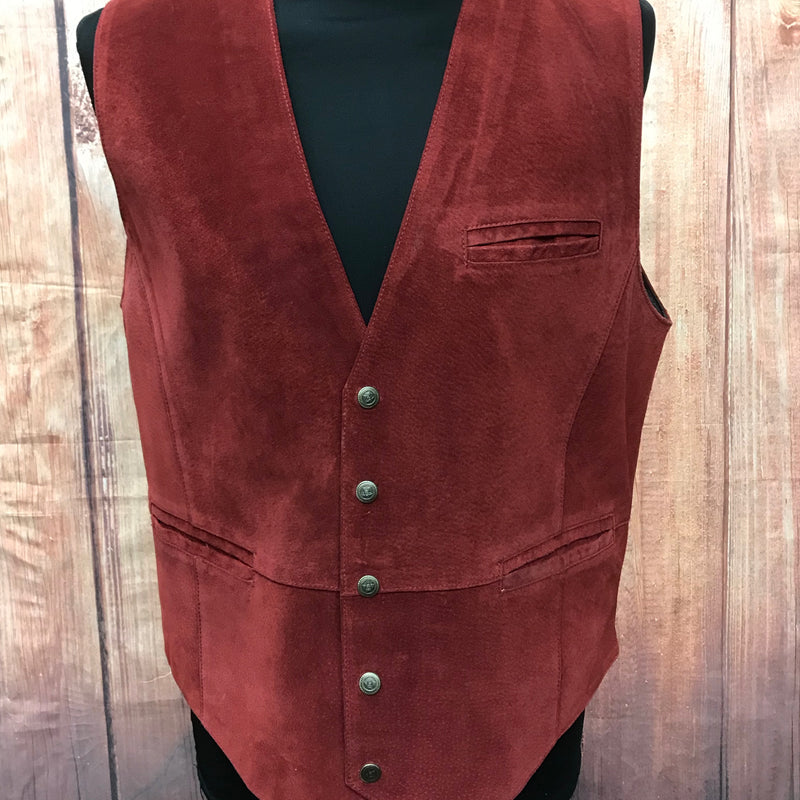 Vintage Wildlederweste für Herren Gr. 50 in weinrot