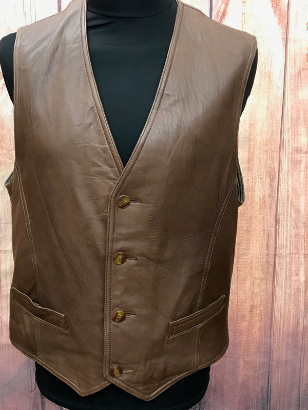 Herren Lederweste, braun, Vintage