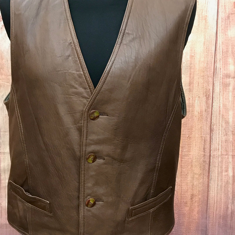 Herren Lederweste, braun, Vintage