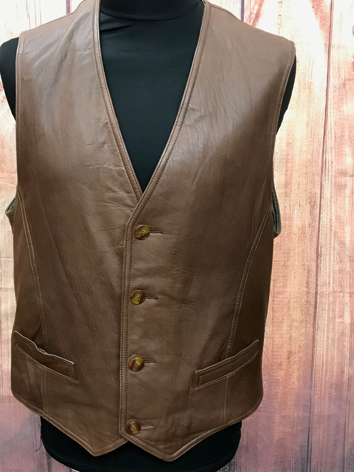 Gilet en cuir marron taille XL 