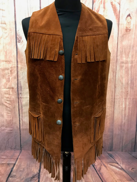 Herren Lederweste Fransenweste Vintage