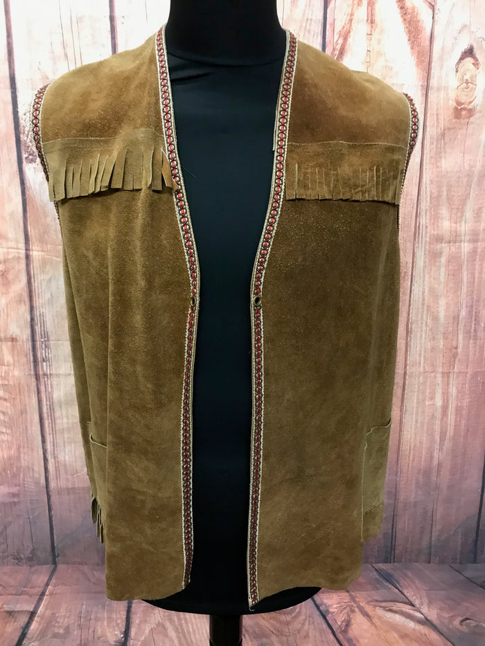 Gilet en cuir à franges taille L