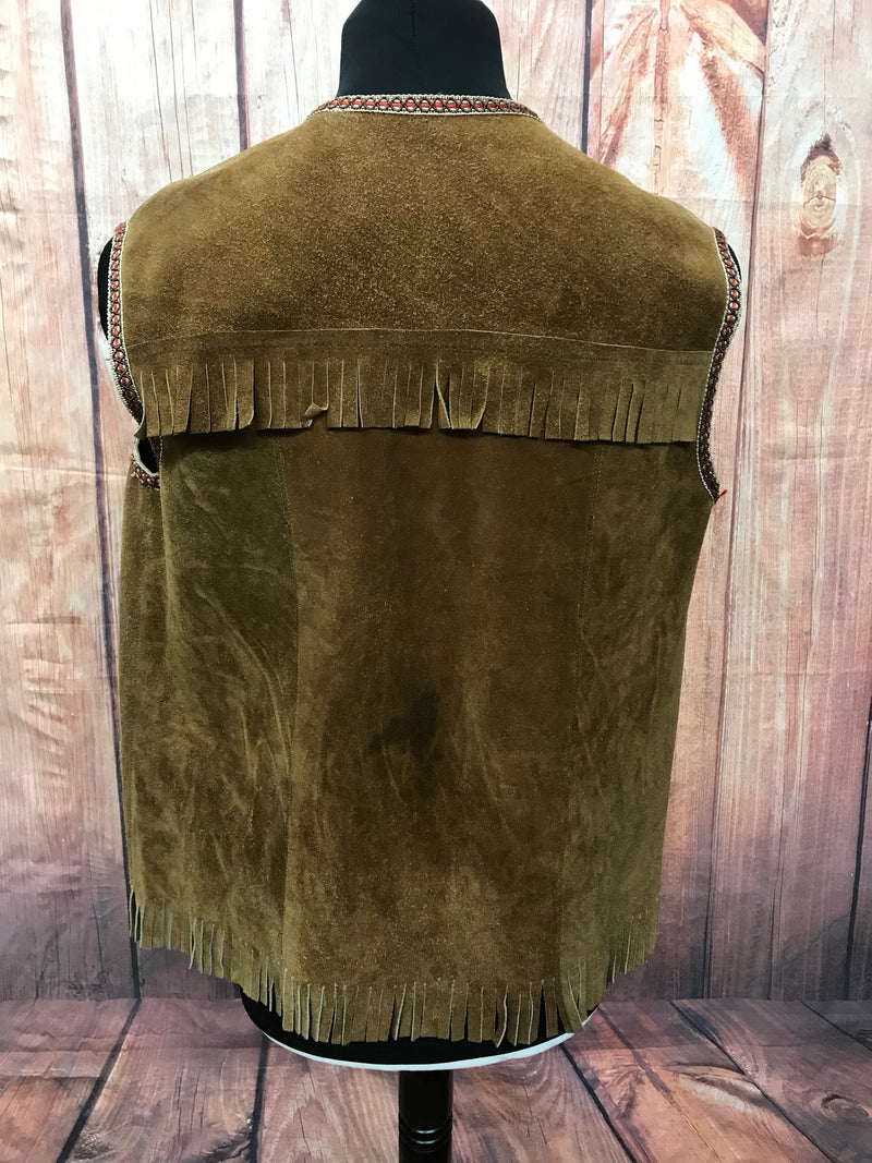 Gilet en cuir à franges taille L