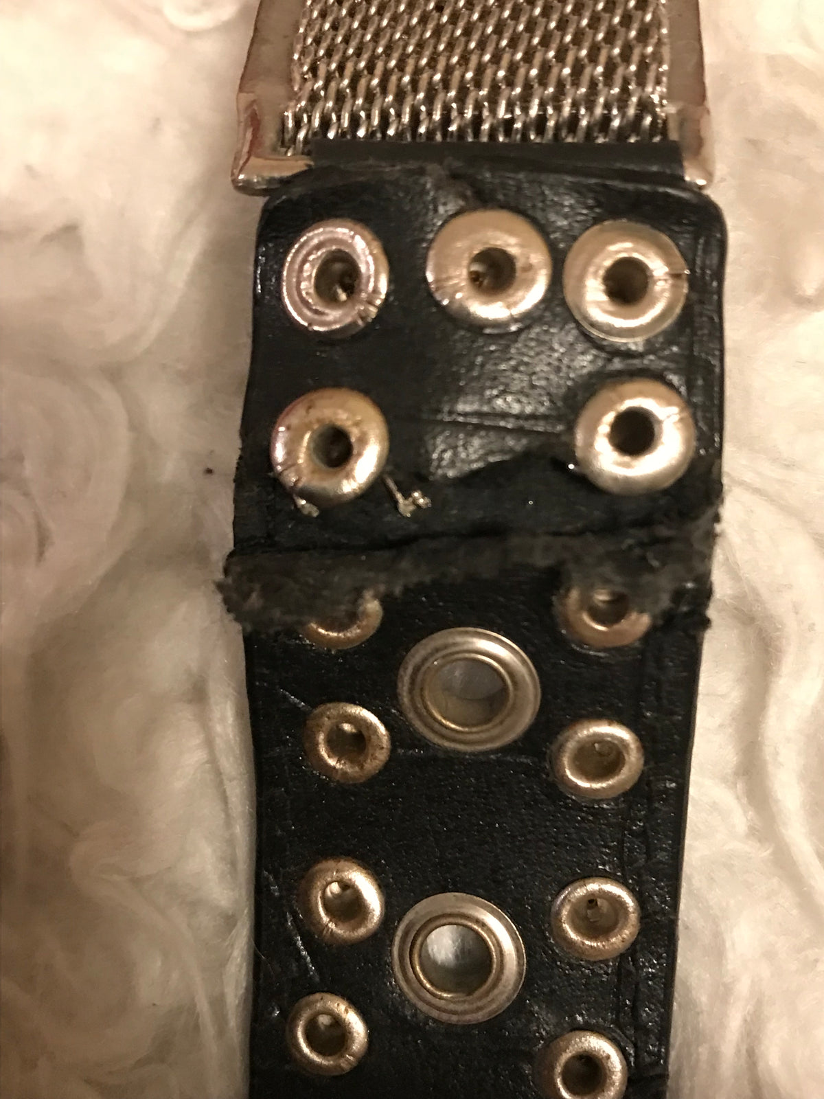 Ceinture tressée en maille métallique vintage