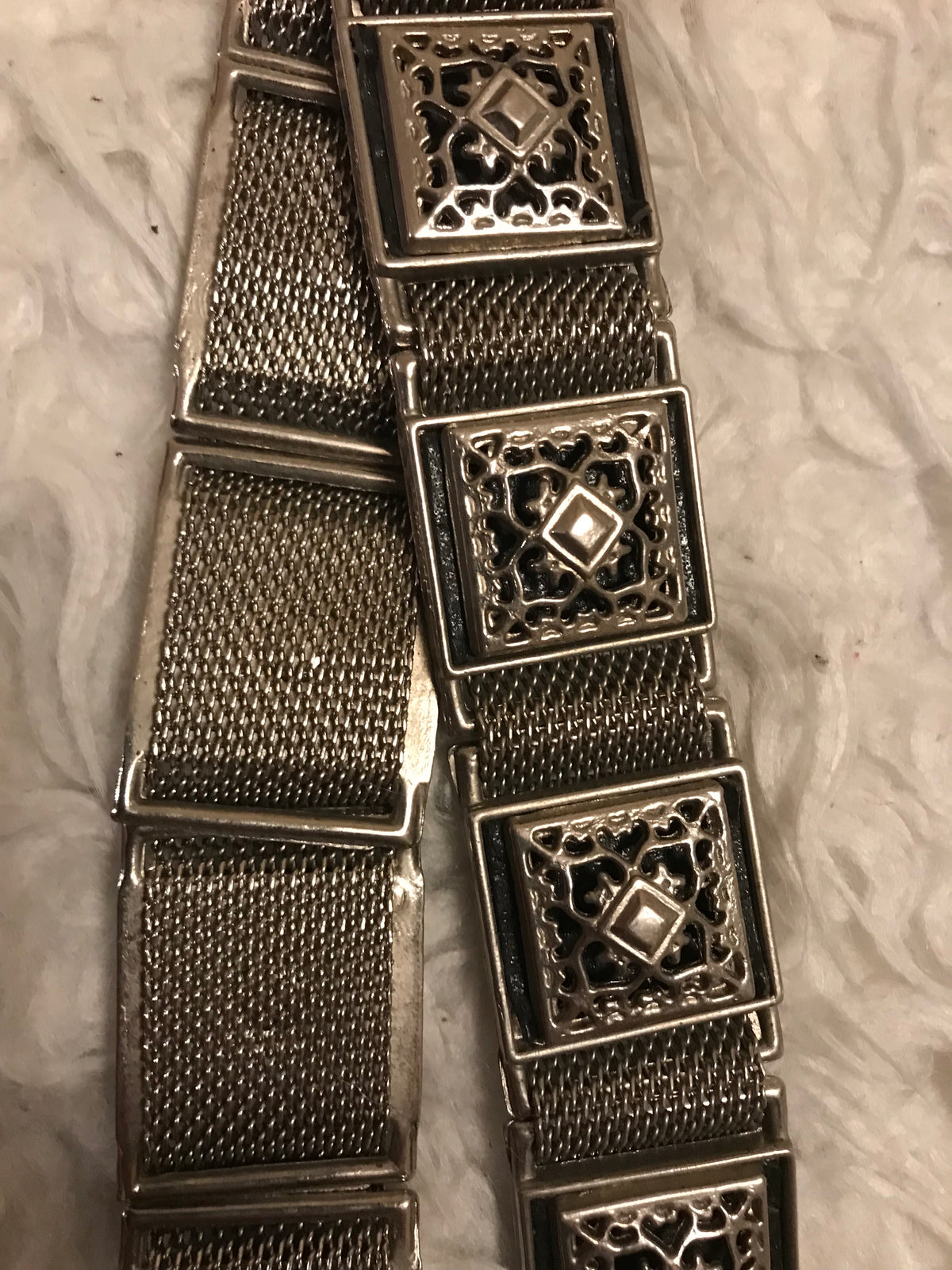 Ceinture tressée en maille métallique vintage