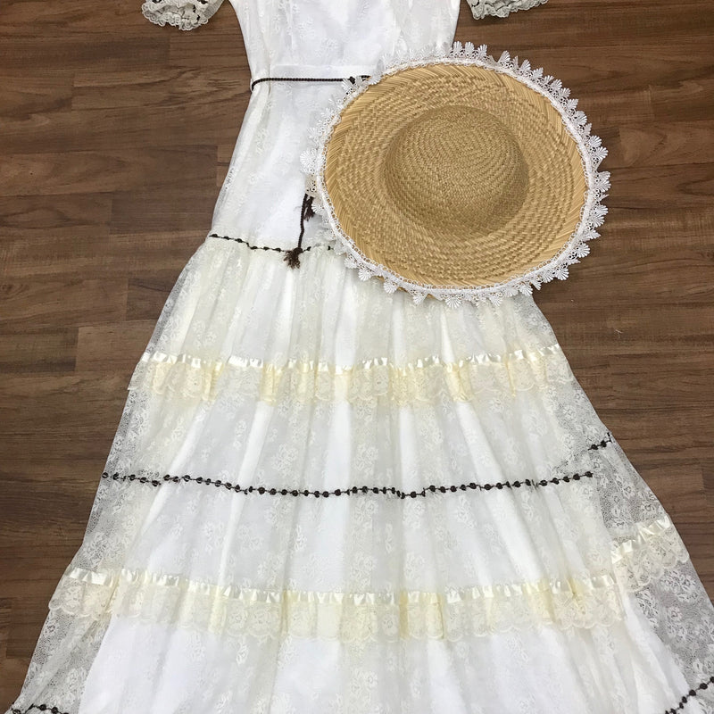 Maxikleid True Vintage Kleid Original Gr.36 mit Strohhut