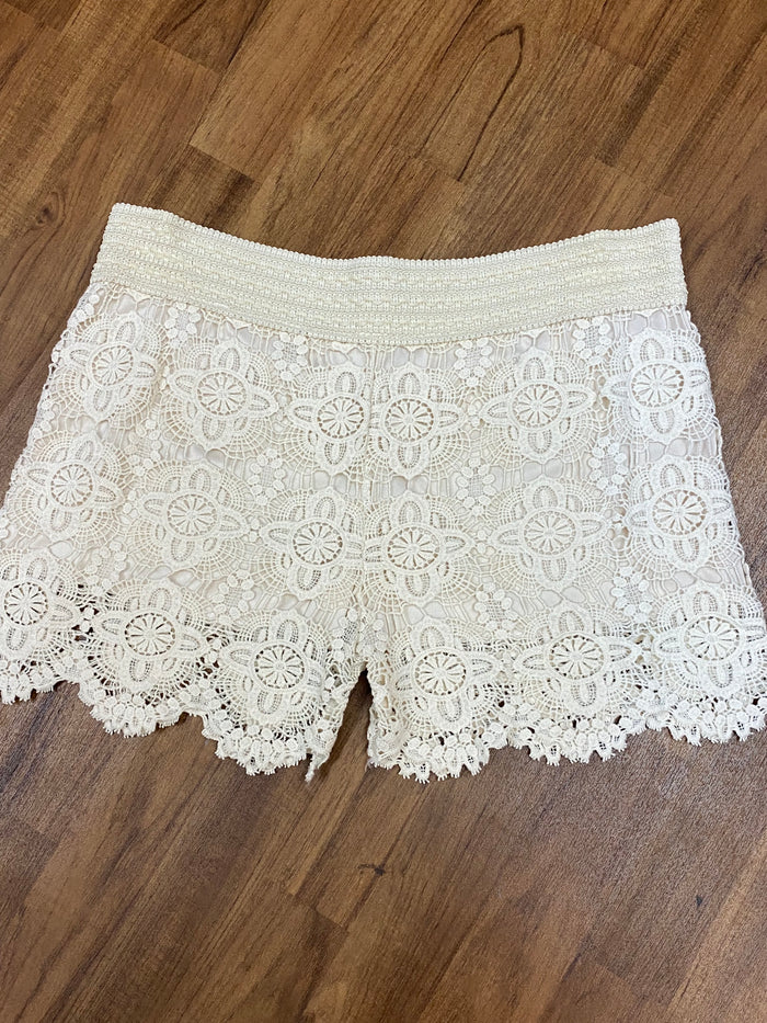 short en dentelle vintage taille S 44 pantalons chauds de couleur crème 