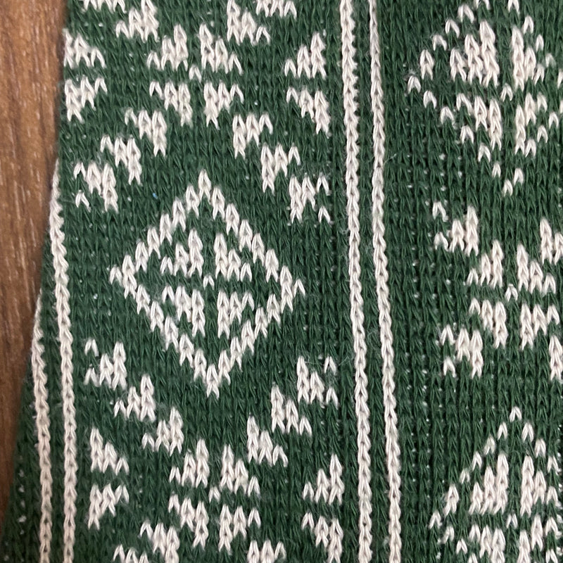 Vintage Kniestrümpfe  grün/ hellbeige, mit Muster