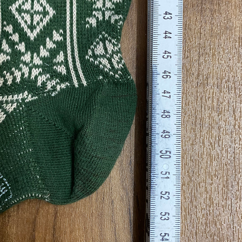 Vintage Kniestrümpfe  grün/ hellbeige, mit Muster