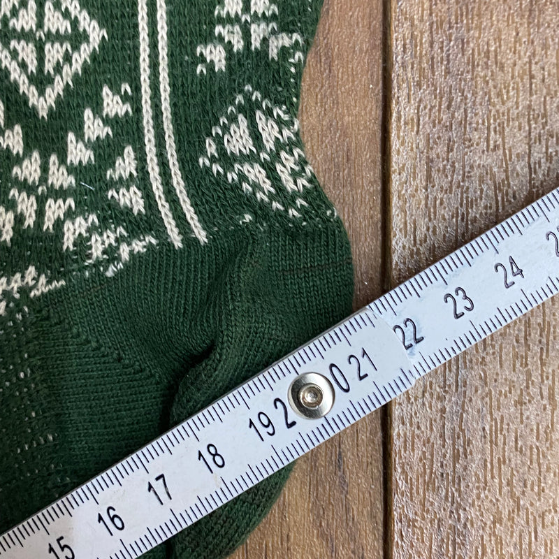 Vintage Kniestrümpfe  grün/ hellbeige, mit Muster