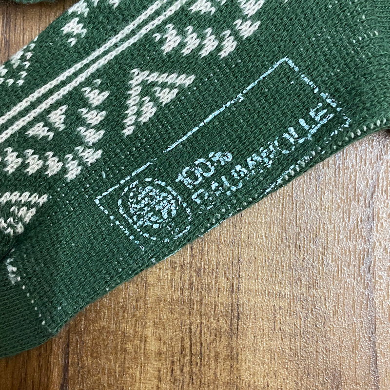 Vintage Kniestrümpfe  grün/ hellbeige, mit Muster