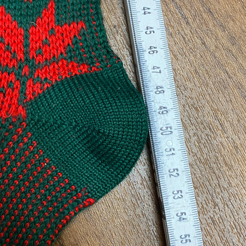 Vintage Kniestrümpfe dunkelgrün mit rotem Muster, Ansicht 3