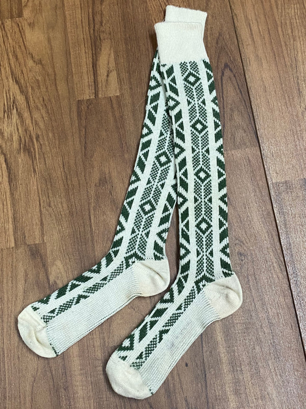 Vintage - Kniestrümpfe - Beige Grün
