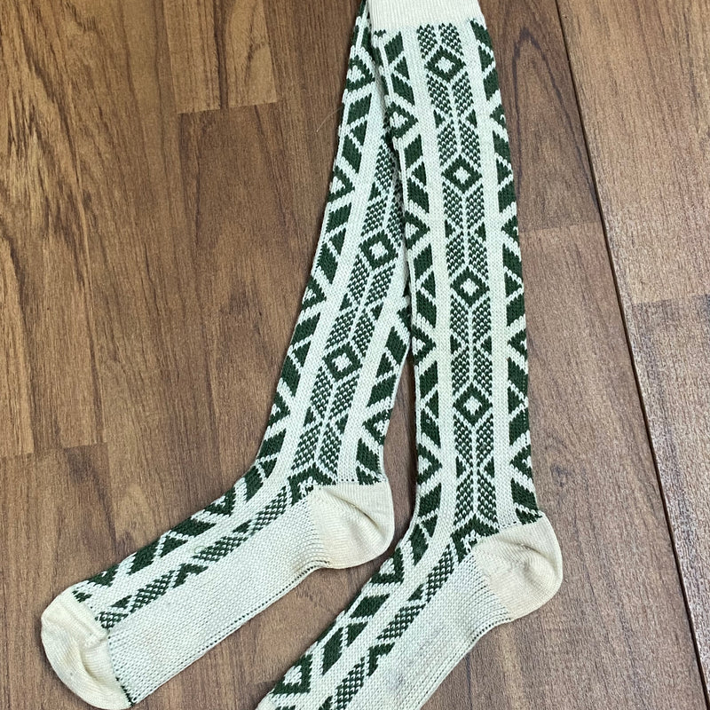 Vintage - Kniestrümpfe - Beige Grün