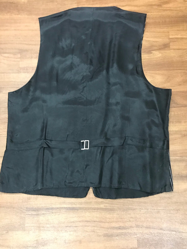 Vintage Herren-Weste Größe 52 – Schwarz mit weißem Streifenmuster