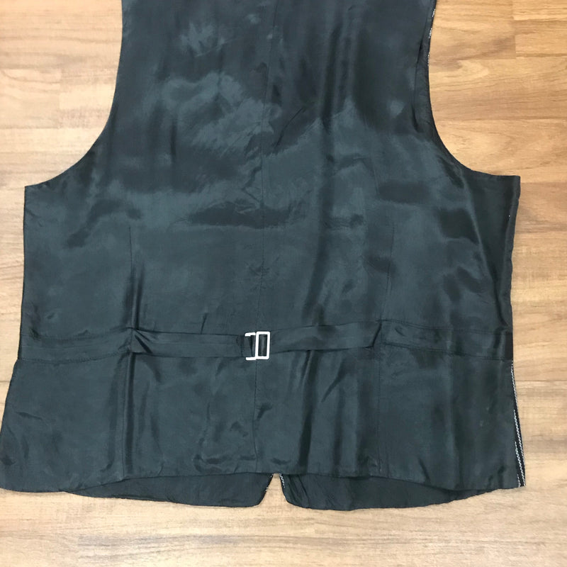 Vintage Herren-Weste Größe 52 – Schwarz mit weißem Streifenmuster