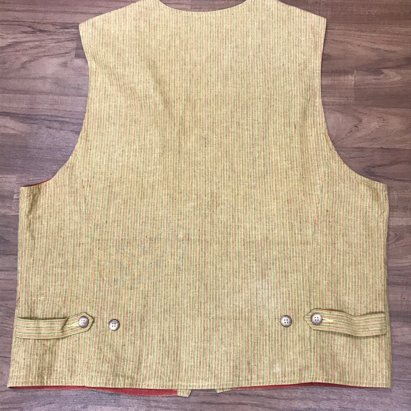 Herren-Weste Größe 56 – Vintage-Streifenlook in Senfrot & Olivgrün