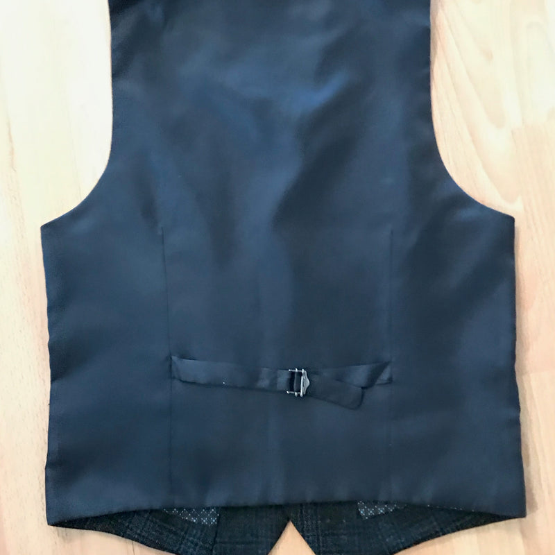Moderne karierte Herren-Weste – Größe 46 – Schwarz/Blau aus 100 % Wolle