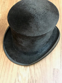 Chapeau haut de forme antique pour hommes, vrai vintage, taille 54 en peau de taupe